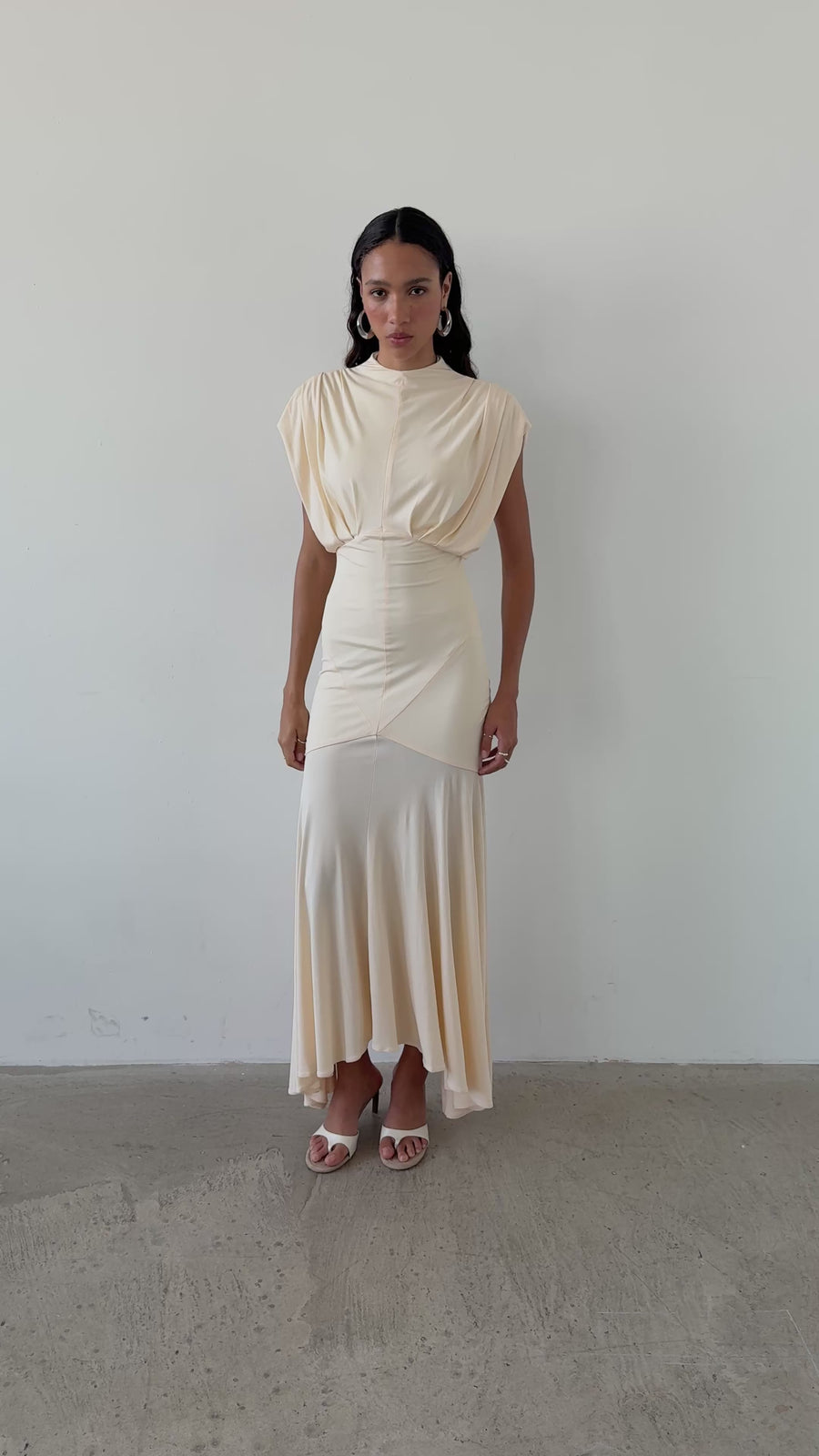 VASUDHA MIDI DRESS IN CREAM JERSEY