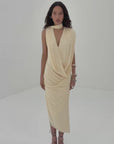 ALMA MIDI DRESS IN CREAM SPANDEX JERSEY