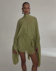 NILA MINI DRESS IN GREEN CHIFFON