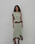 ADRIANA MIDI DRESS IN MINT GREEN DOUBLE SATIN
