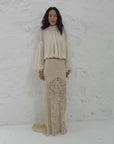PASION SKIRT IN ANTIQUE YELLOW NYLON LACE