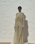 ETEREO MAXI DRESS IN ANTIQUE YELLOW VISCOSE GEORGETTE AND LACE