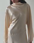 BAYAMO LONG DRESS IN CREAM SILK SATIN