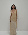 ROSA MAXI DRESS IN ANTIQUE YELLOW VISCOSE GEORGETTE