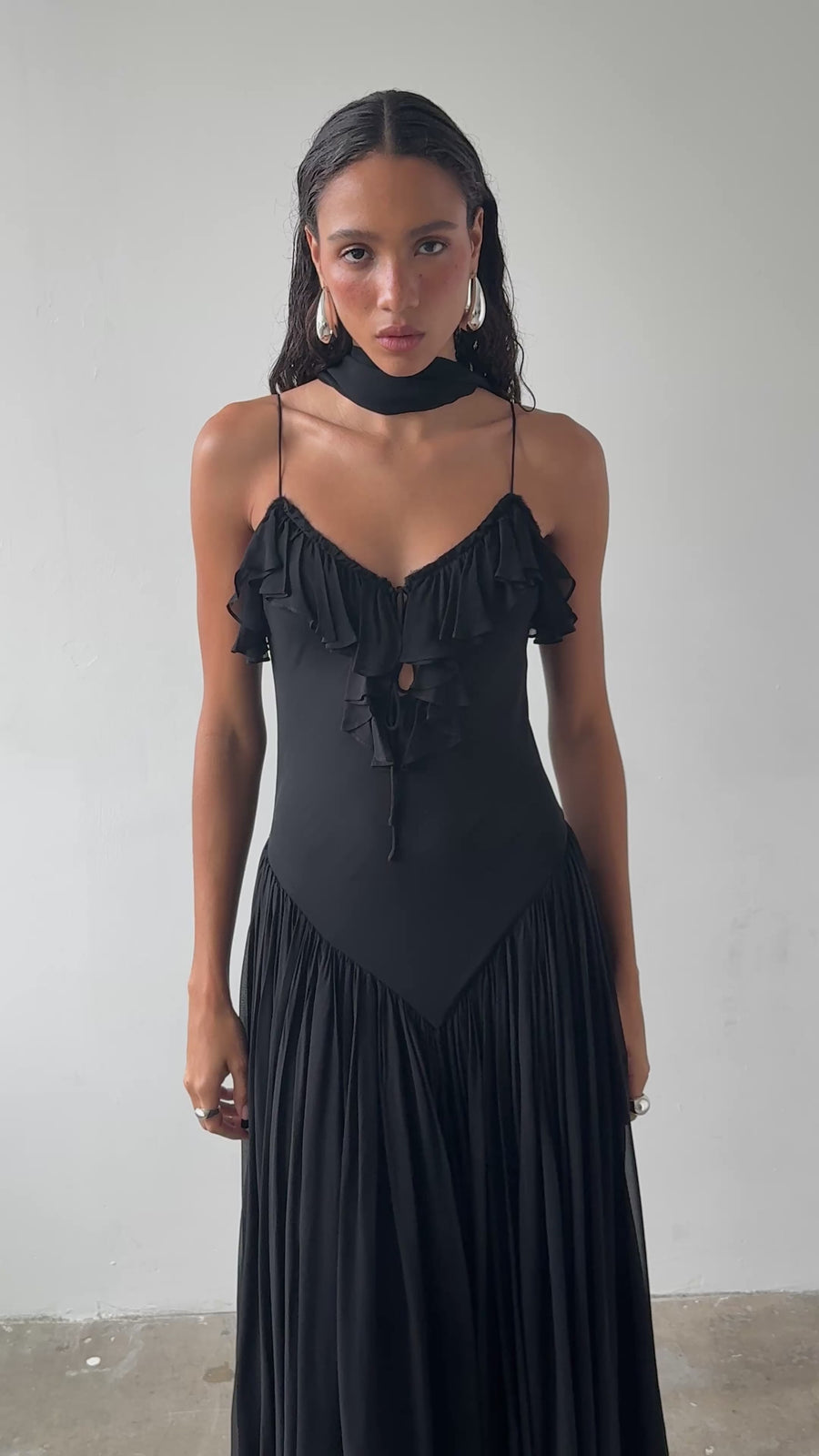 HARMATTAN MIDI DRESS IN BLACK GEORGETTE