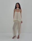 INES TROUSER IN CREAM CHIFFON