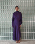 BAYAMO LONG DRESS IN PURPLE SILK SATIN