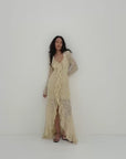 CLEMENTINA MAXI DRESS IN ANTIQUE YELLOW NYLON LACE