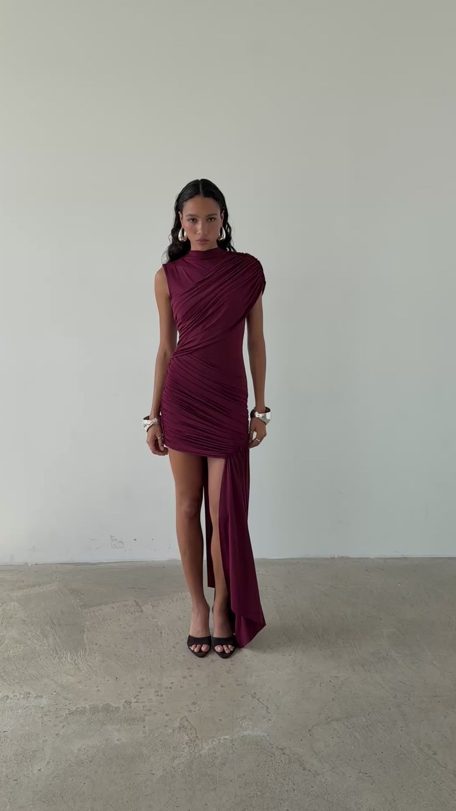 RAVENNA MINI DRESS IN EARTH SPANDEX JERSEY
