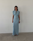 CERES MAXI DRESS IN SKY GEORGETTE CHIFFON