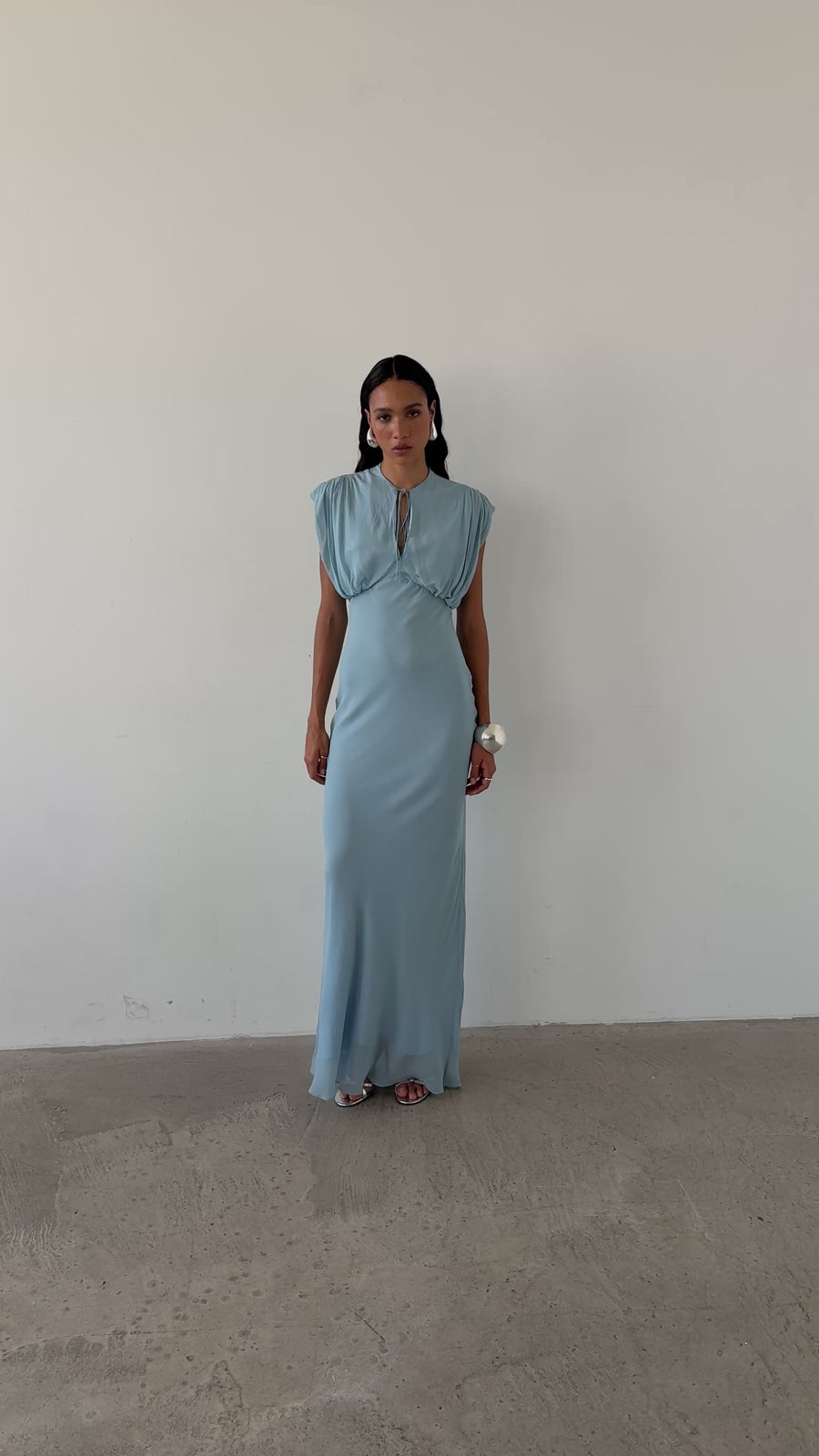 CERES MAXI DRESS IN SKY GEORGETTE CHIFFON