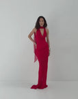 DIOSA SKIRT IN RUBY RED VISCOSE GEORGETTE