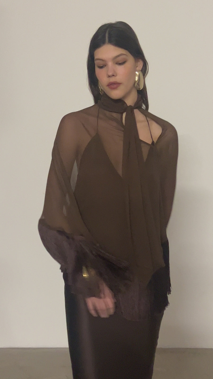 LEVANTO PONCHO IN SILK CHIFFON CEDAR