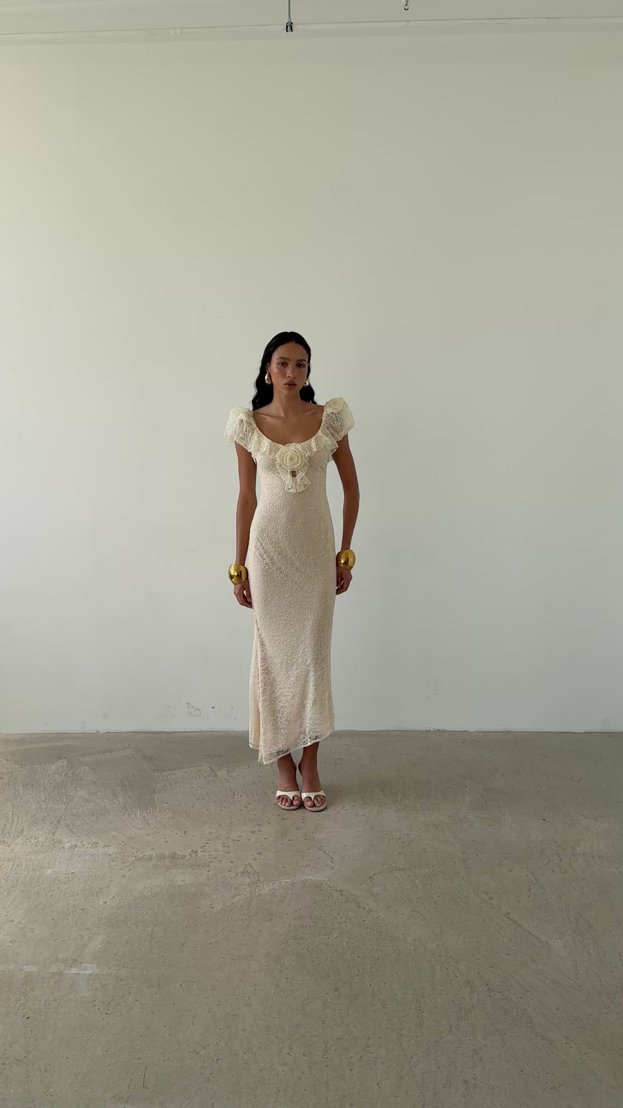 EDEN MIDI DRESS IN CREAM LACE