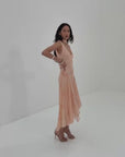 AURORA MIDI DRESS IN ROSA PALO PINK VISCOSE GEORGETTE
