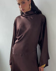 BAYAMO LONG DRESS IN CEDAR SILK SATIN