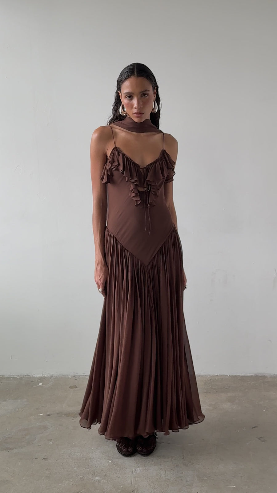 HARMATTAN MIDI DRESS IN CEDAR GEORGETTE