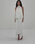 VIDA MIDI DRESS IN IVORY SPANDEX JERSEY
