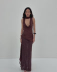 ROSA MAXI DRESS IN BROWN VISCOSE GEORGETTE