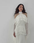 ETEREO MAXI DRESS IN IVORY VISCOSE GEORGETTE AND LACE