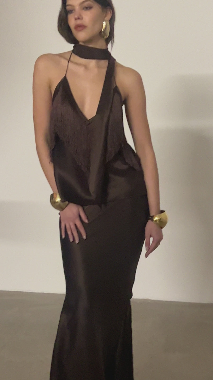SIROCCO TOP IN SILK SATIN CEDAR