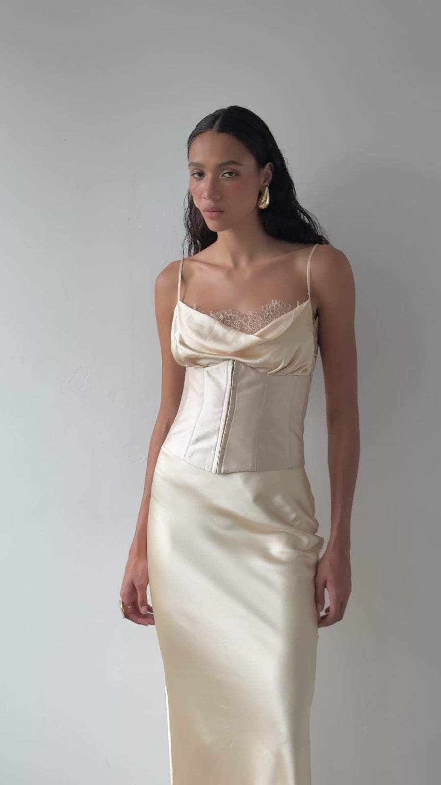 CLEODORA MAXI DRESS IN CREAM SILK SATIN