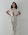 LAIA MAXI DRESS IN IVORY NYLON LACE