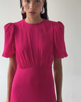 AGUA MAXI DRESS IN FUCHSIA CRINKLE CHIFFON