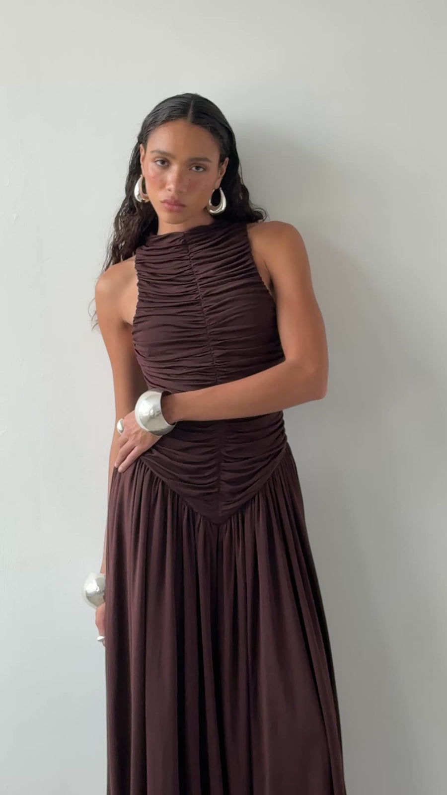 CYCLONE MIDI DRESS IN CEDAR JERSEY