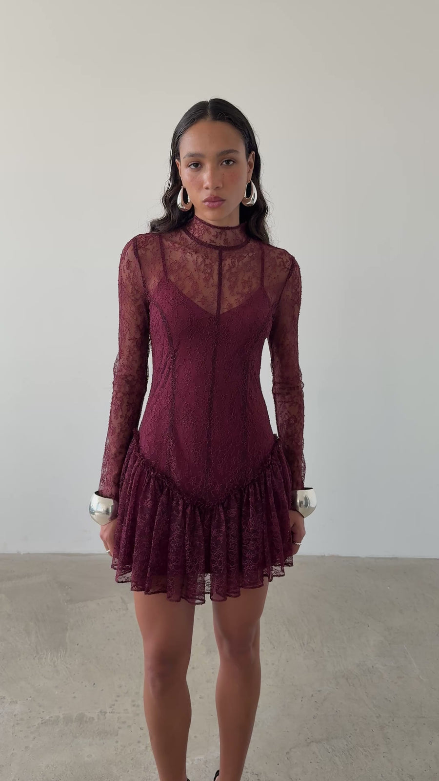 BRISA MINI DRESS IN EARTH LACE