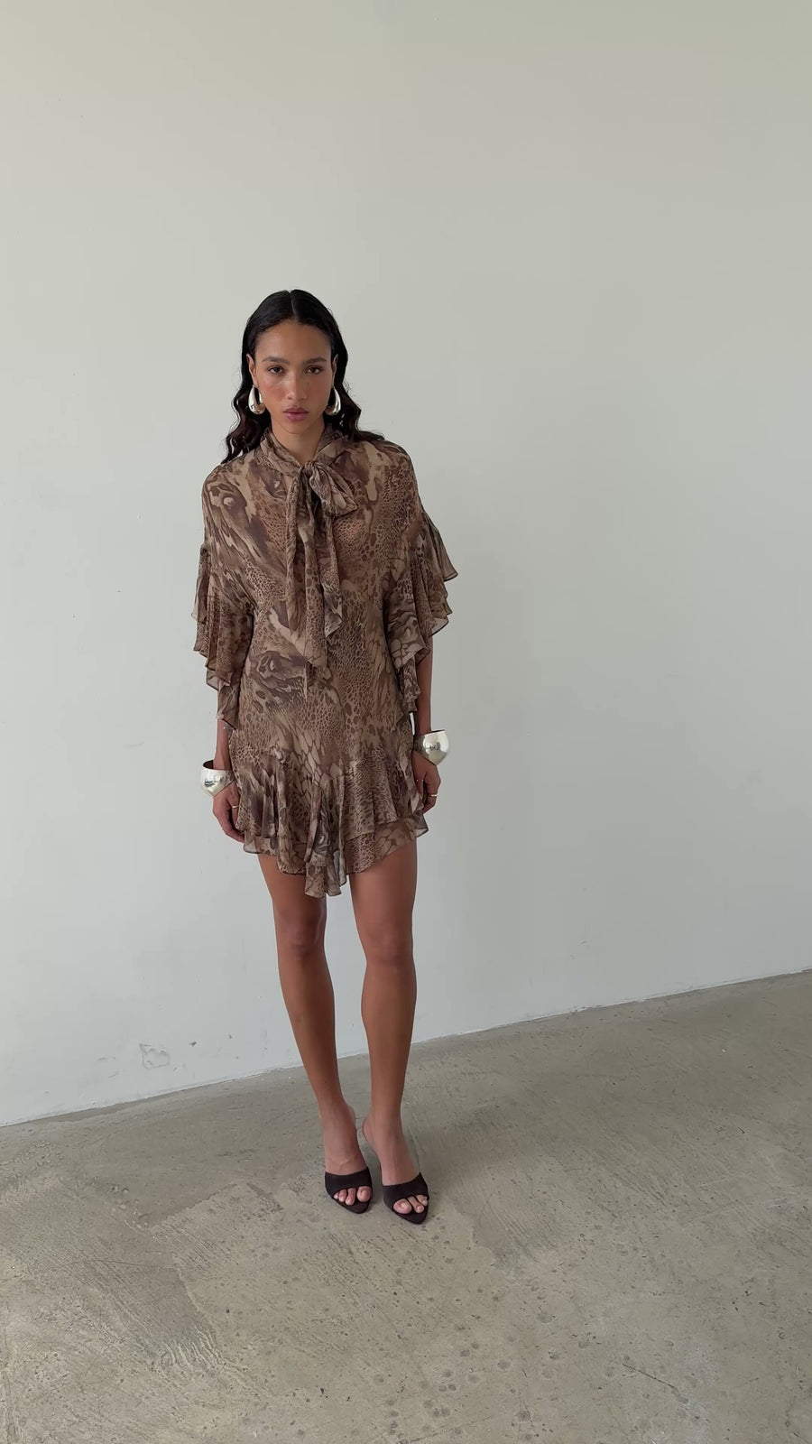 SOL MINI DRESS IN GUEPARDO GEORGETTE CHIFFON
