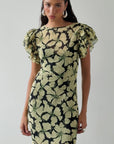 BOUGAINVILLEA CHIFFON MAXI DRESS IN ART DECO FLORAL