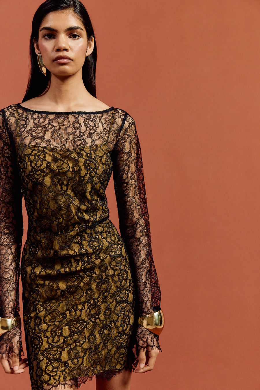 SITHON MINI DRESS IN BLACK LACE