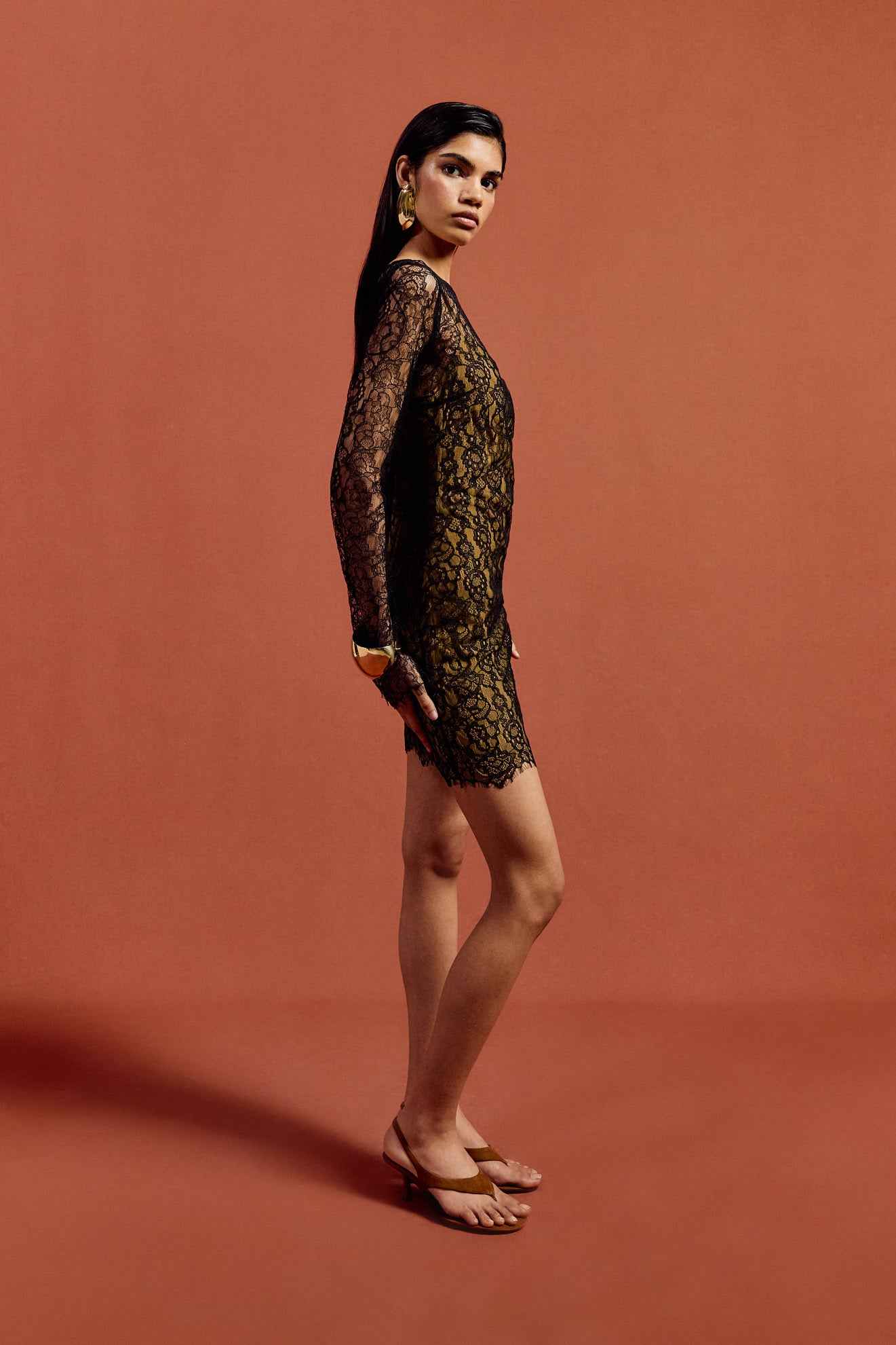 SITHON MINI DRESS IN BLACK LACE - De La Vali