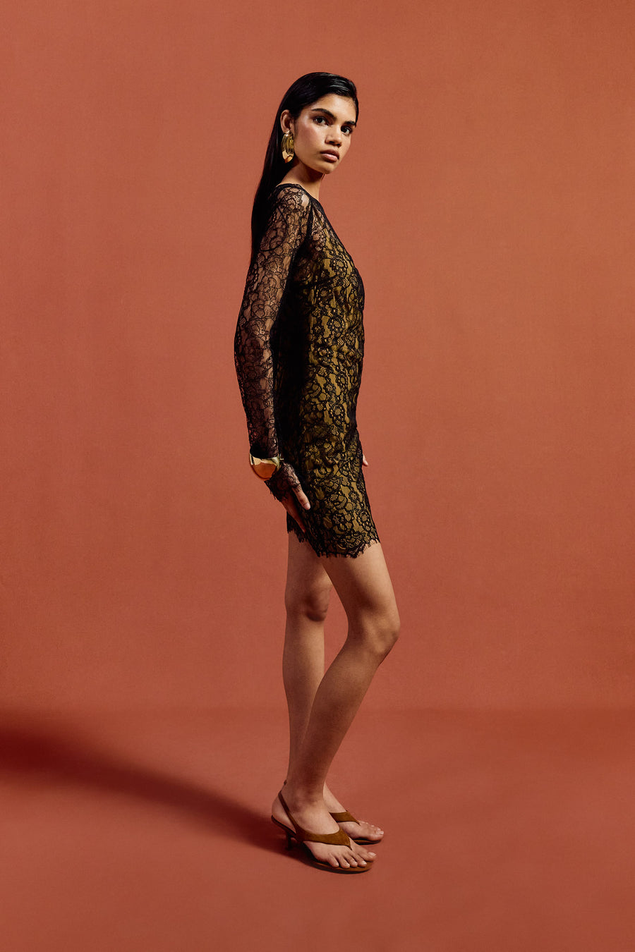 SITHON MINI DRESS IN BLACK LACE