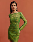 SITHON MINI DRESS IN SPRING GREEN LACE