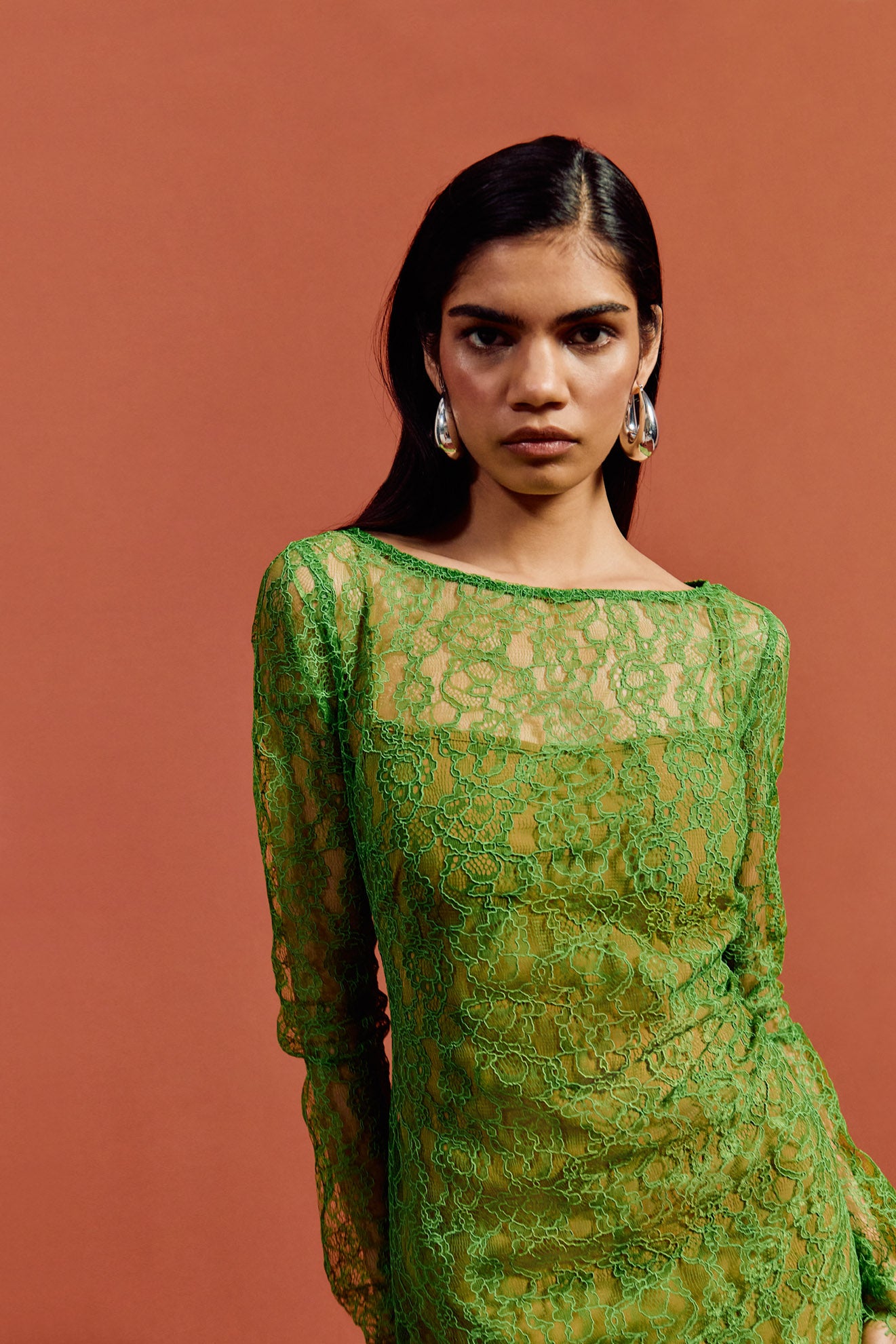 SITHON MINI DRESS IN SPRING GREEN LACE - De La Vali
