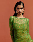 SITHON MINI DRESS IN SPRING GREEN LACE