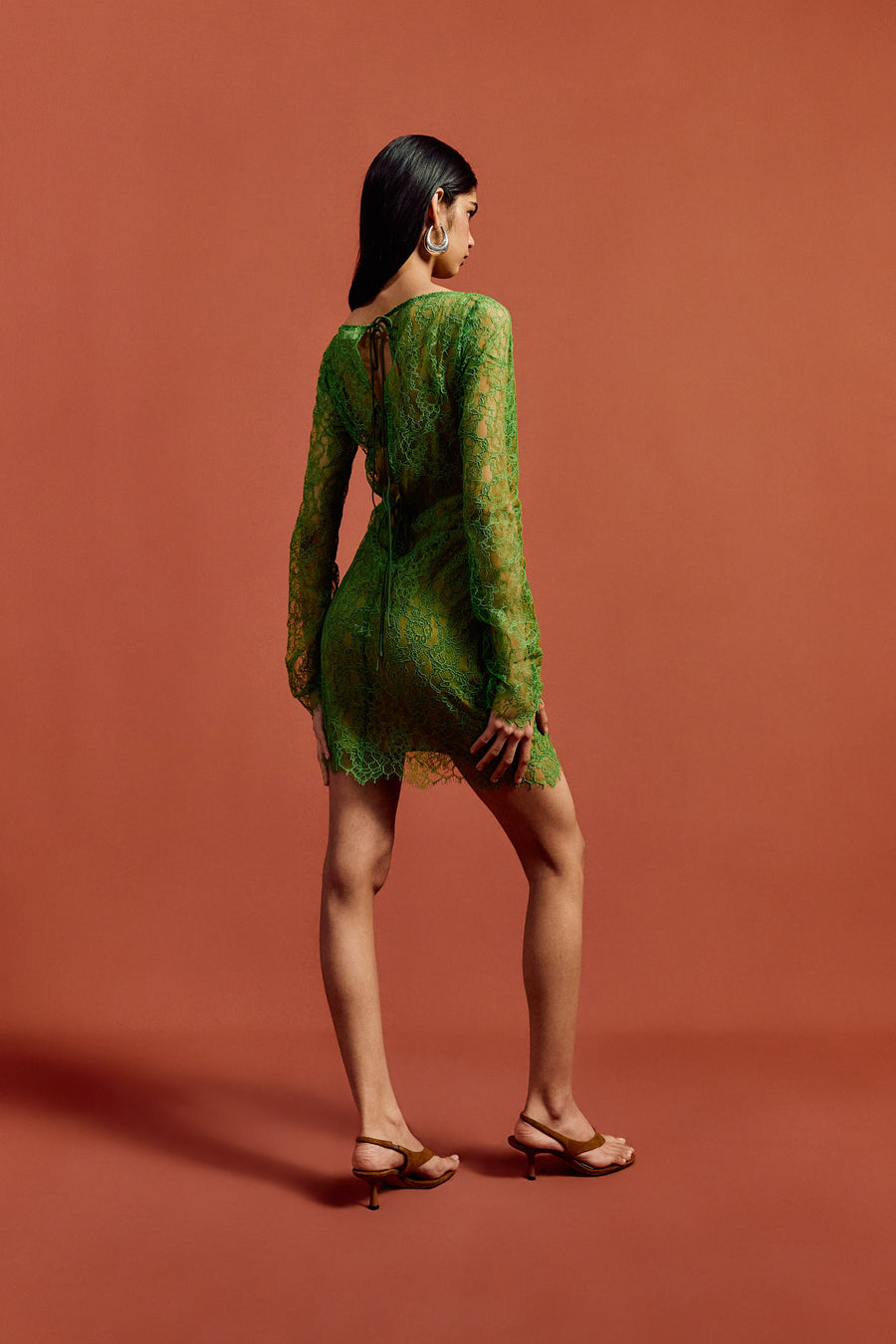 SITHON MINI DRESS IN SPRING GREEN LACE